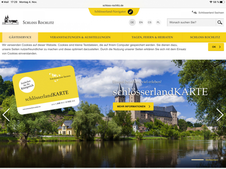 Schloss Rochlitz im Websiteverbund des Schlösserland Sachsen