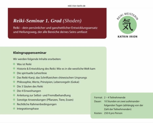 Informationsflyer zum Reiki-Seminar Informationsflyer zum Reiki-Seminar 1. Grad Shoden