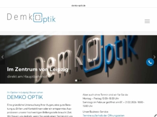 Demko Optik Leipzig-Website Startbereich der Website des Leipziger Optiker Demko Optik